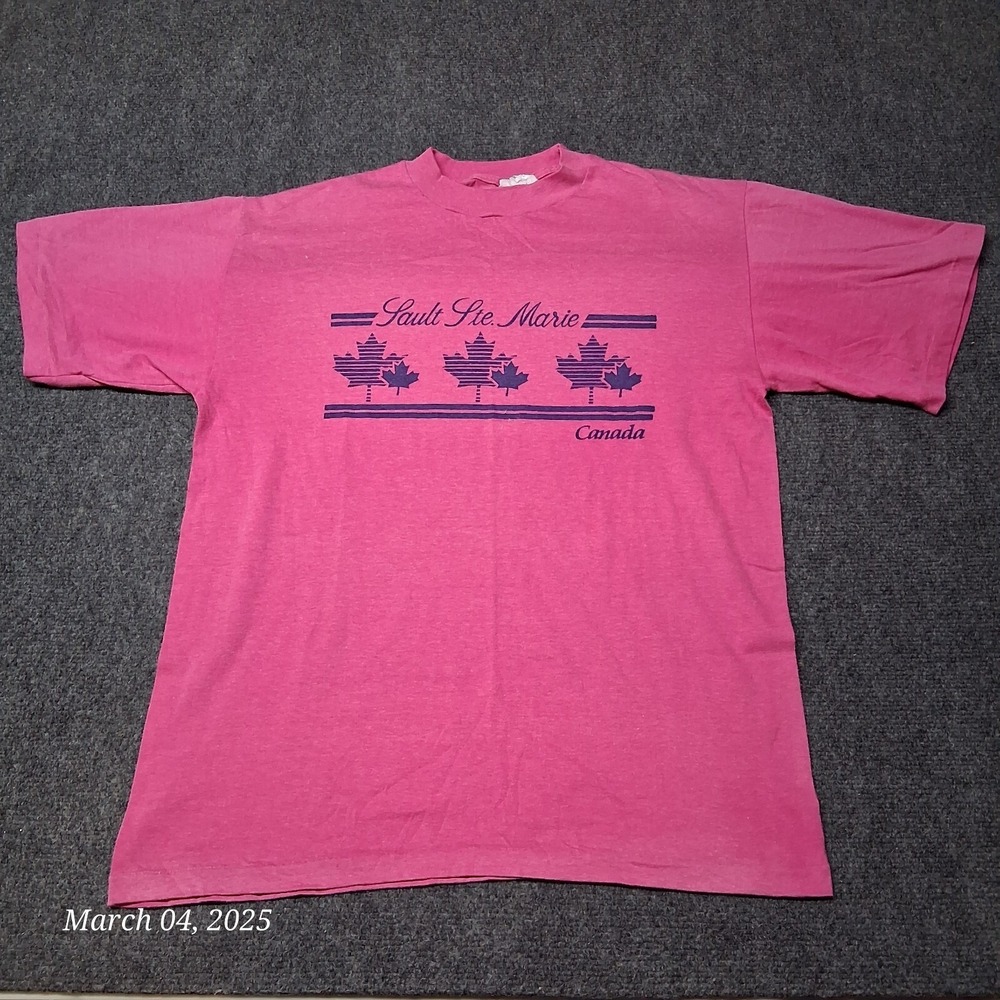 VTG Impressions Canada Sault Ste. Marie Single Stitch T Shirt Adult Large Pink